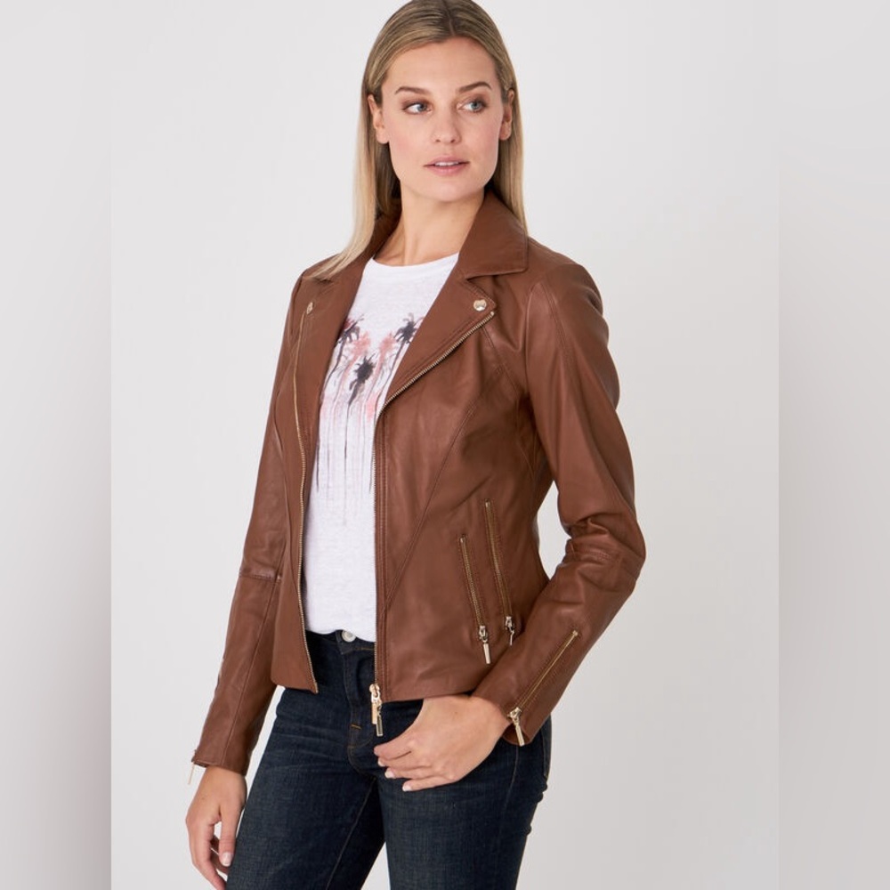 Faux leather jacket women
